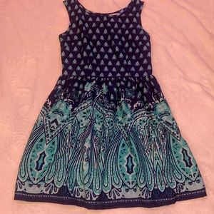 Pinky blue and turquoise short sleeve dress